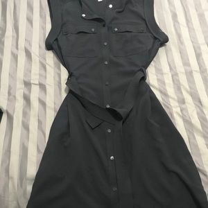 Calvin Klein black button up dress medium